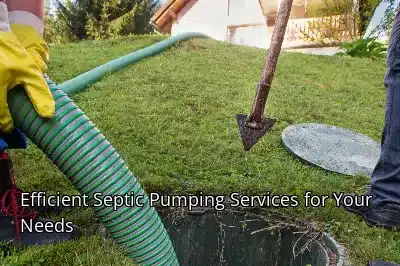 Efficient Septic Pumping Services for Your Needs