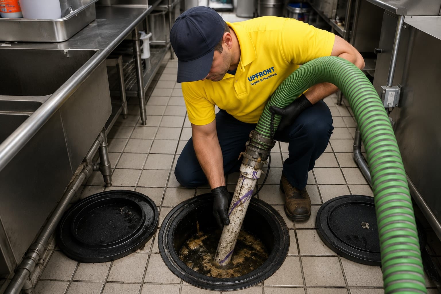 upfront septic grease trap